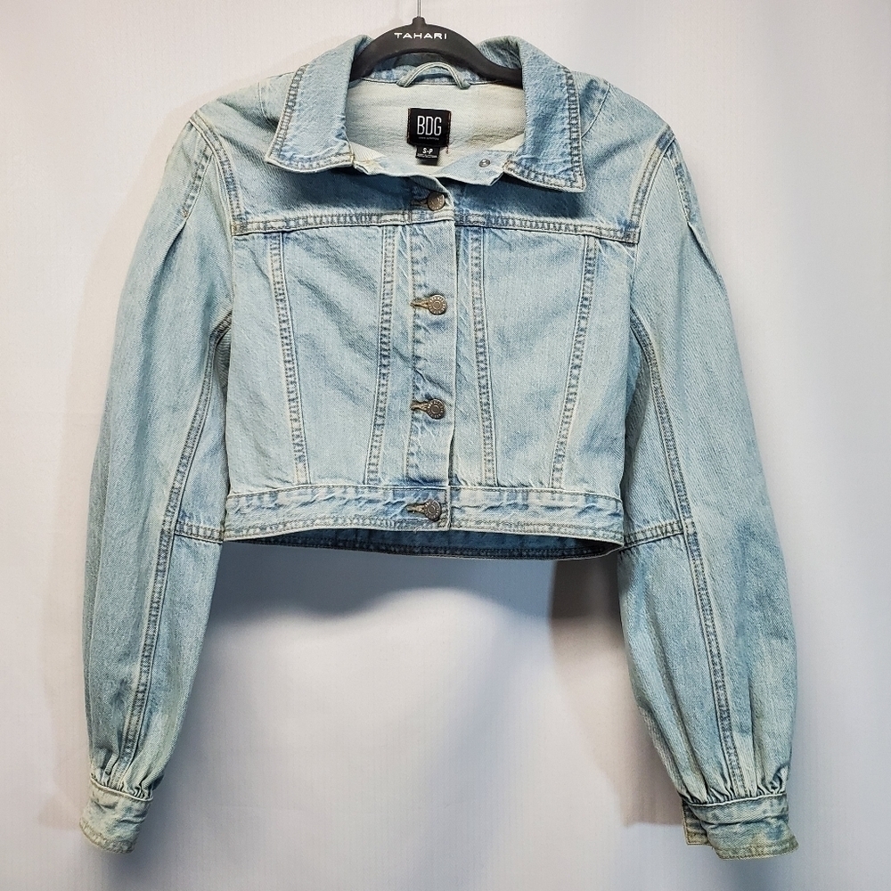 BDG Puff Sleeve Cropped Denim Jean Jacket